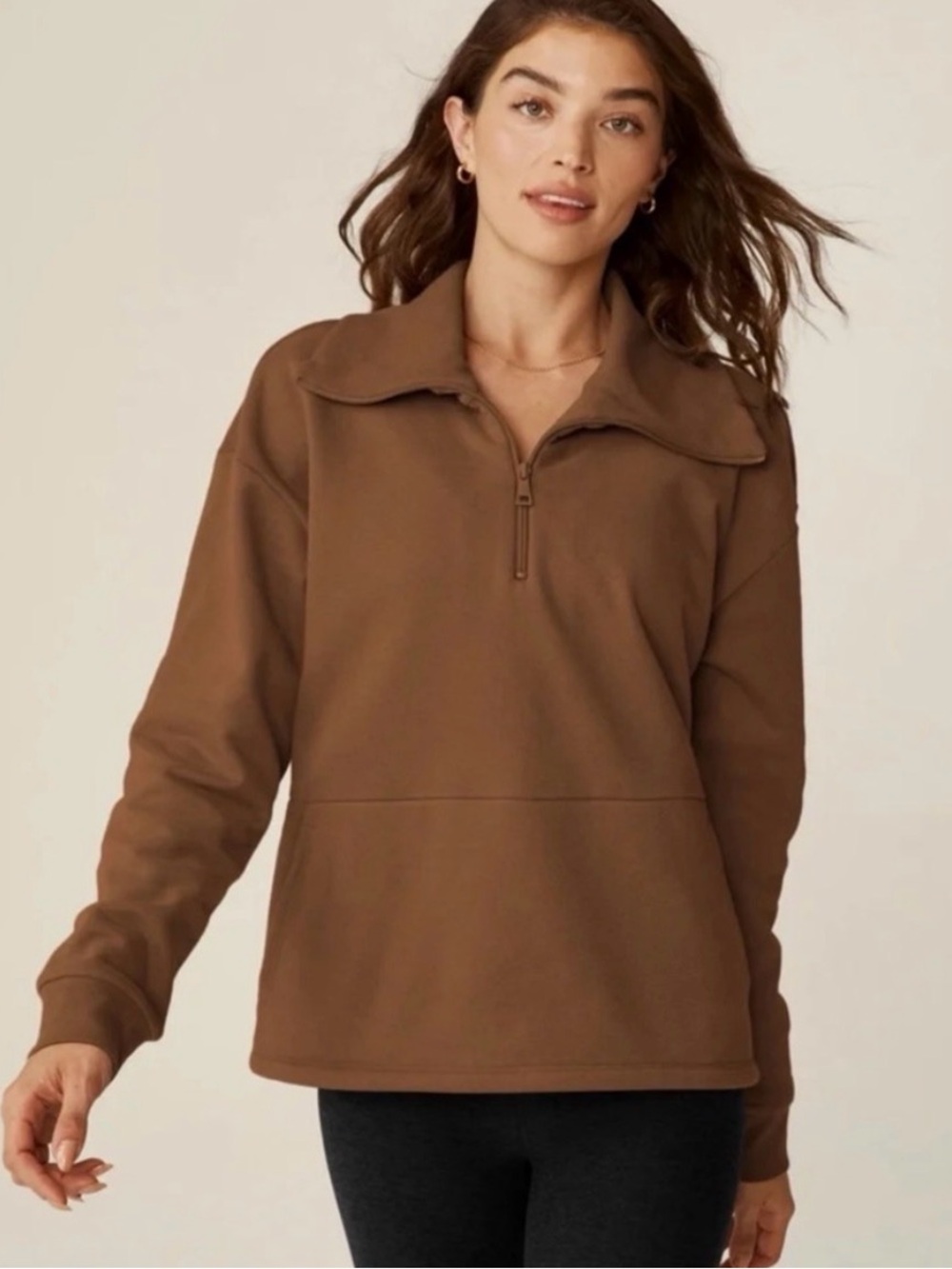 Beyond Yoga Trek Pullover in Toffee Brown 
size Small
